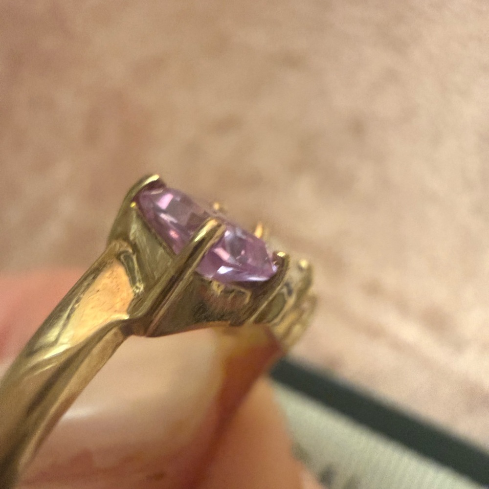 10k Gold ring with pink spinels and diamonds - Picture 15 of 16